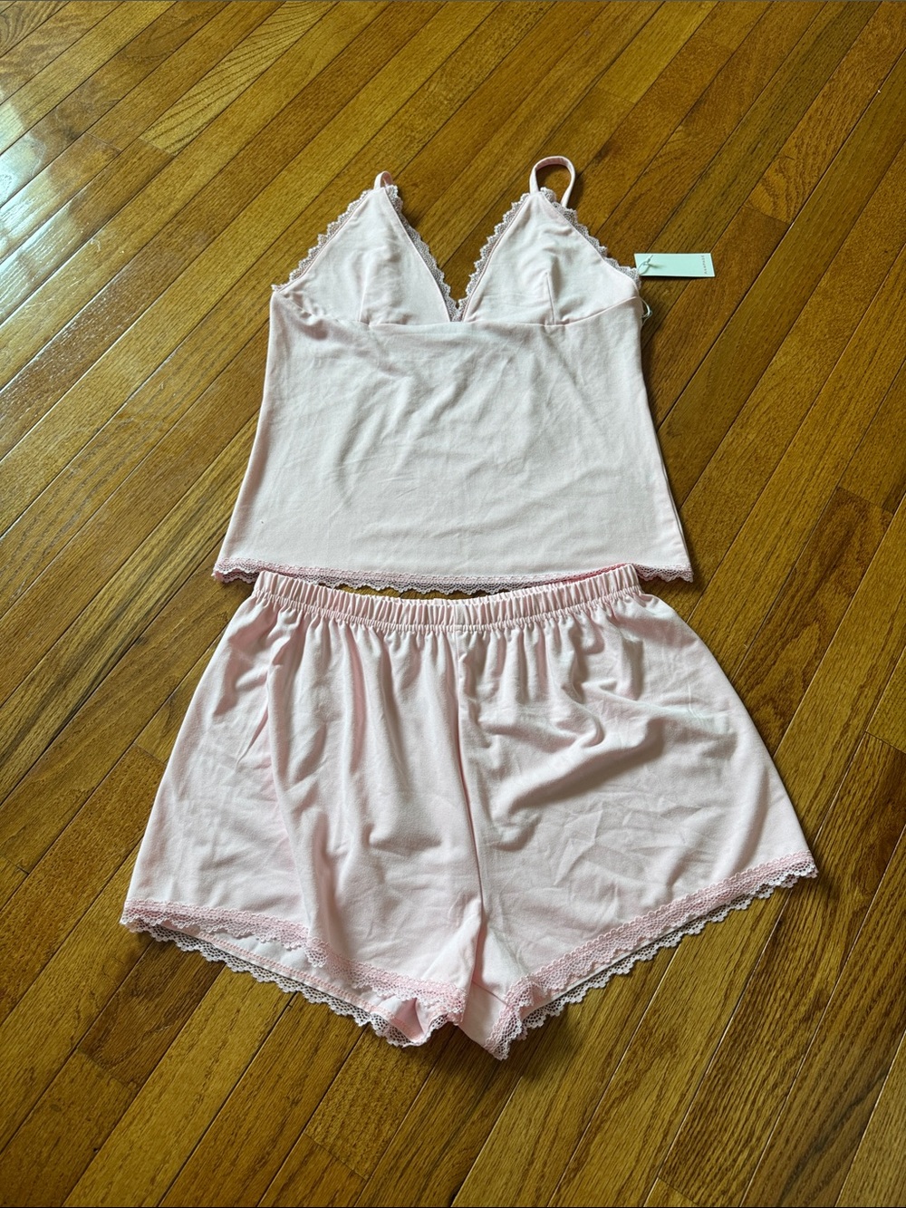 Rampage Light Pink Lace-Trim Cami & Shorts Sleep Set